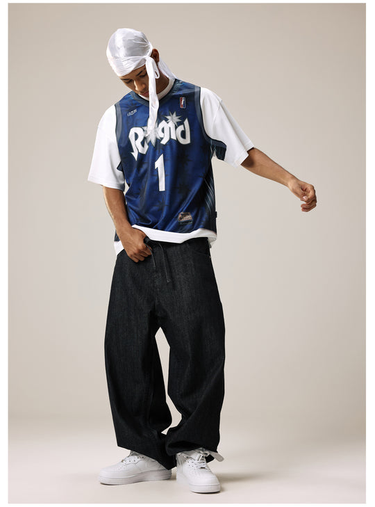 Remedy Waist Button Black Baggy Jeans | Face 3 Face