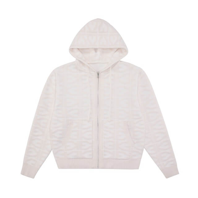 EVILKNIGHT(EK) Jacquard Logo Knit Zip Up Hoodie