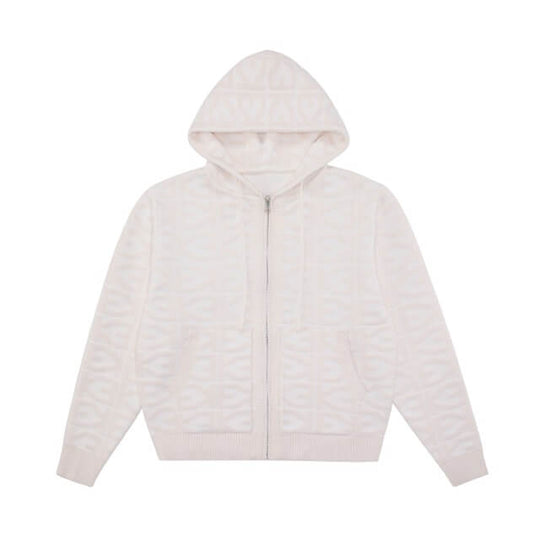 EVILKNIGHT(EK) Jacquard Logo Knit Zip Up Hoodie