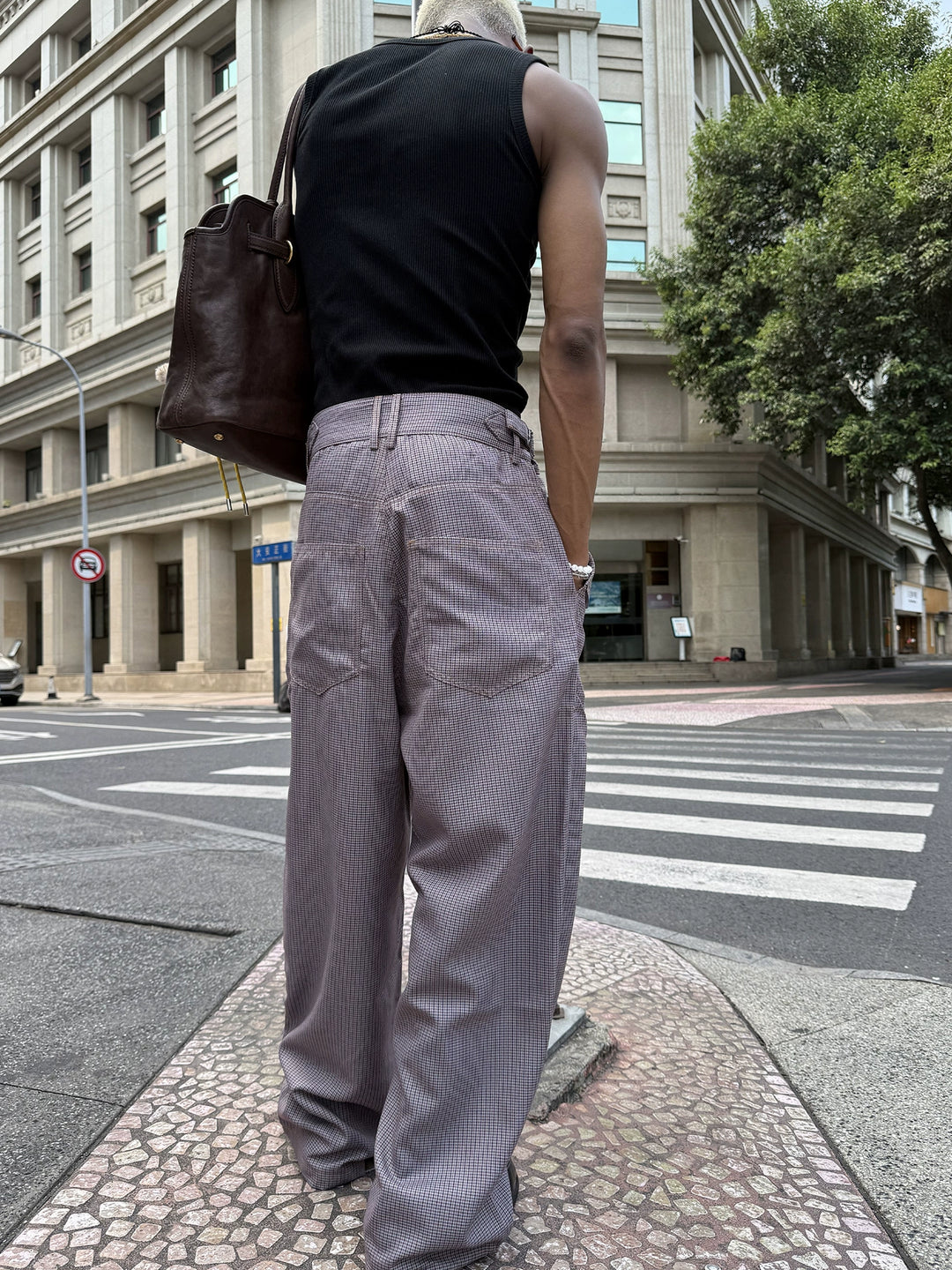 STEEPC Houndstooth Tucked Baggy Suit Pants | Face 3 Face