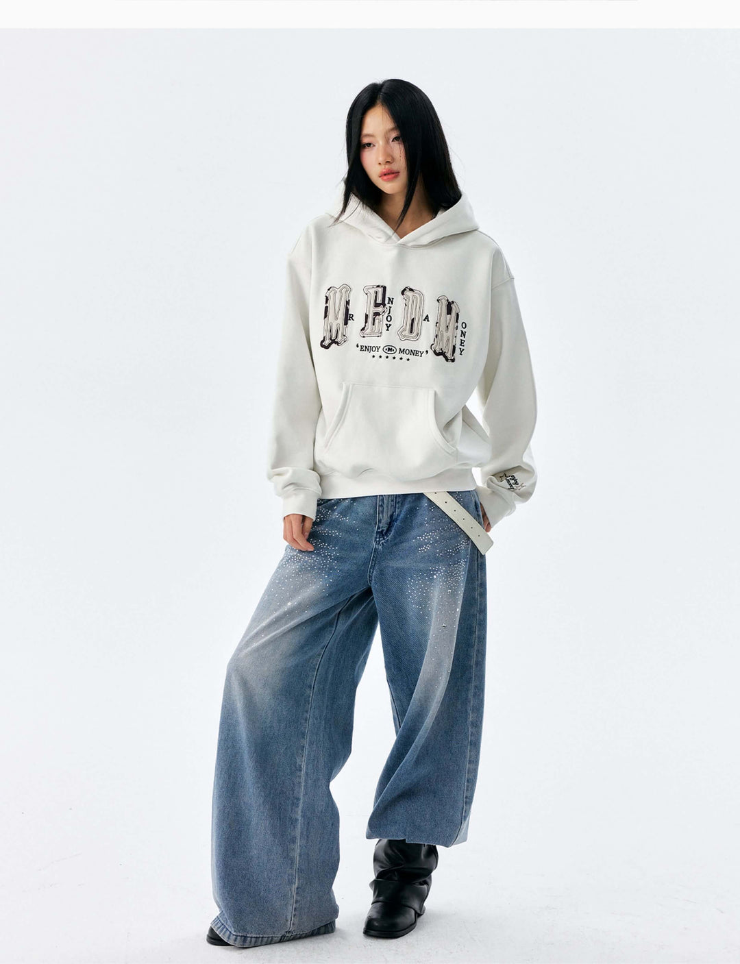 MEDM Animal Leather Logo Patch Hoodie | Face 3 Face