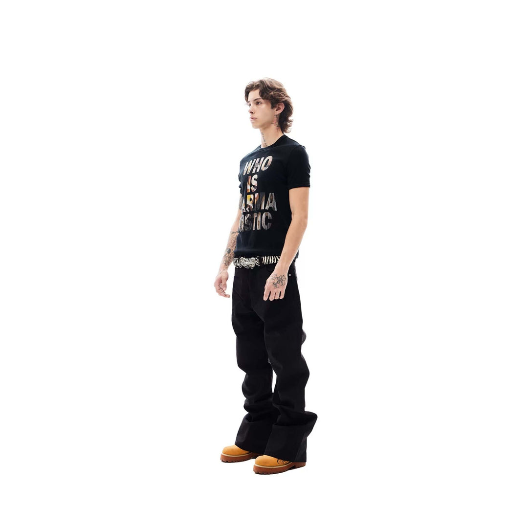 KARMANISTIC Portrait Letter Print Slim Fit Short Sleeve Tee | Face 3 Face