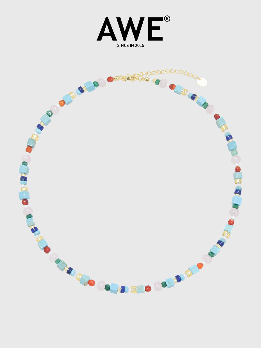 AWE Blue Waves Turquoise Beaded Necklace | Face 3 Face