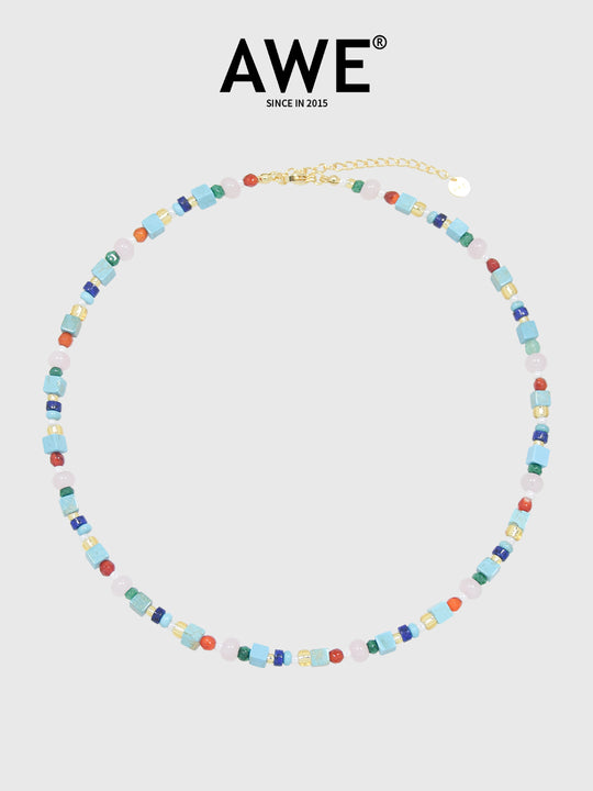 AWE Blue Waves Turquoise Beaded Necklace | Face 3 Face