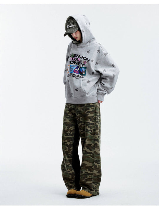 MEDM All Over Star and Graphic Logo Print Hoodie | Face 3 Face