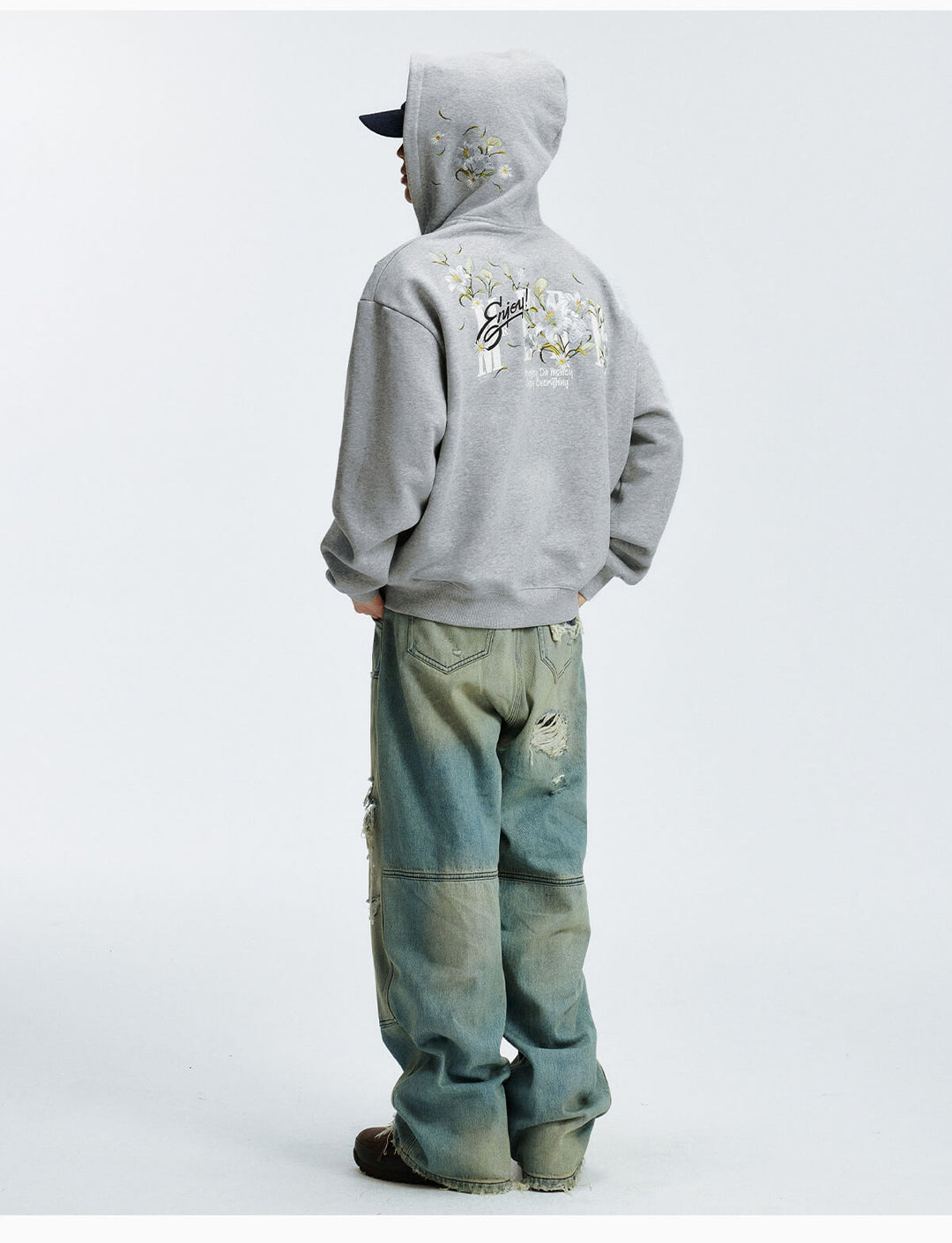 MEDM Rose Embroidered Zip Up Hoodie | Face 3 Face