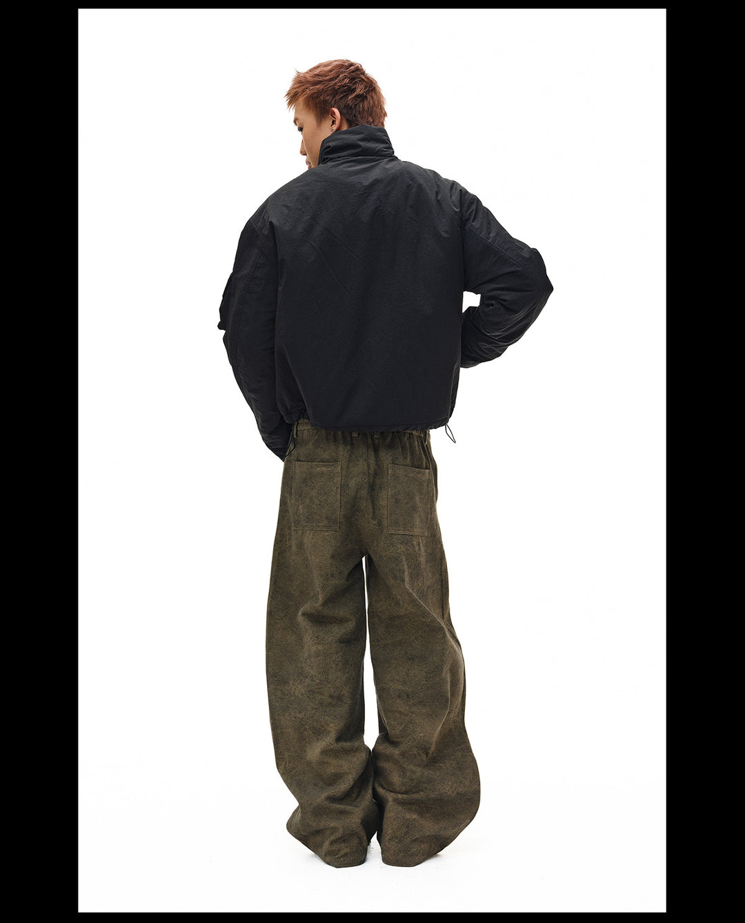 NOVACAM Brown Washed Tuck Baggy Pants | Face 3 Face