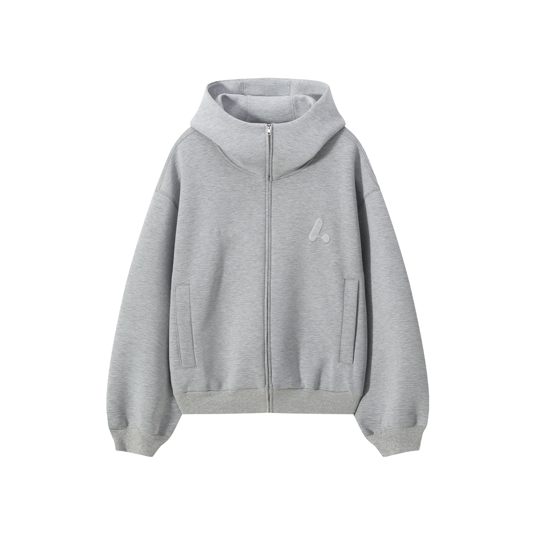 AFGK Air Layer High Collar Embroidered Oversized Zip-Up Hoodie | Face 3 Face