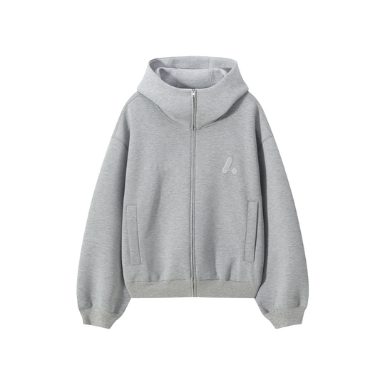 AFGK Air Layer High Collar Embroidered Oversized Zip-Up Hoodie | Face 3 Face