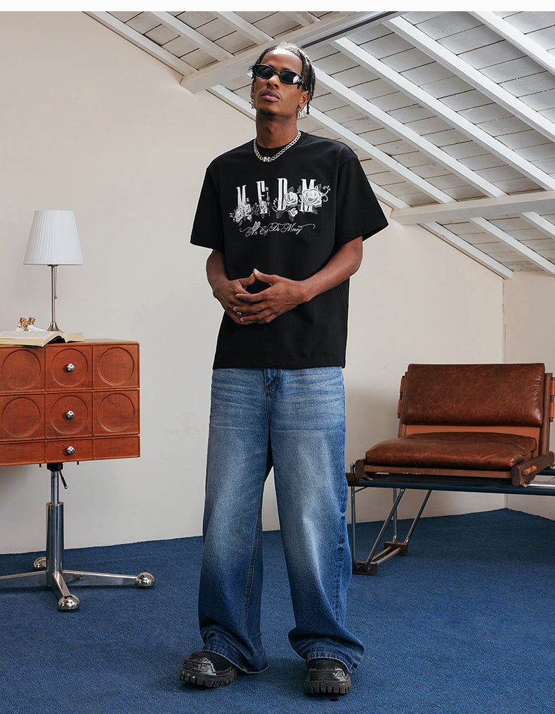 MEDM Beaded Rose Embroidery Logo Tee | Face 3 Face