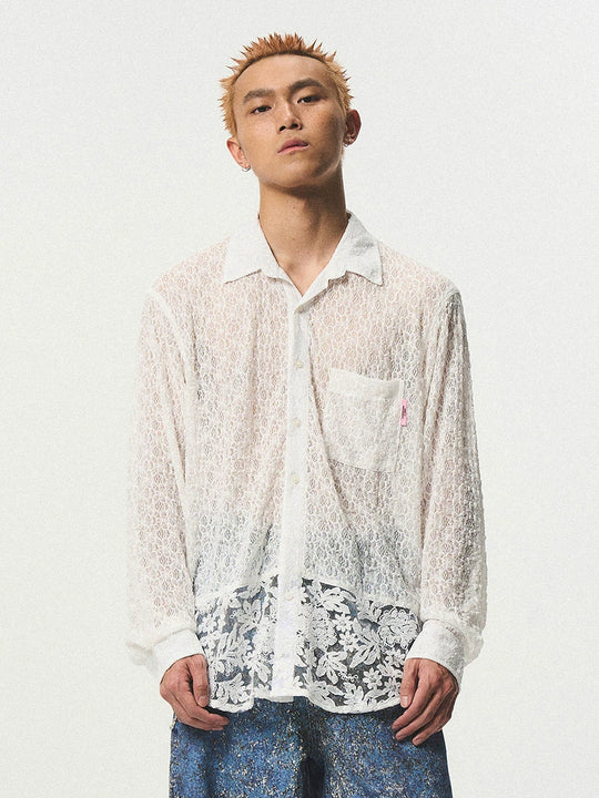 EMPTY REFERENCE Lace Patchwork Long Sleeve Shirt | Face 3 Face