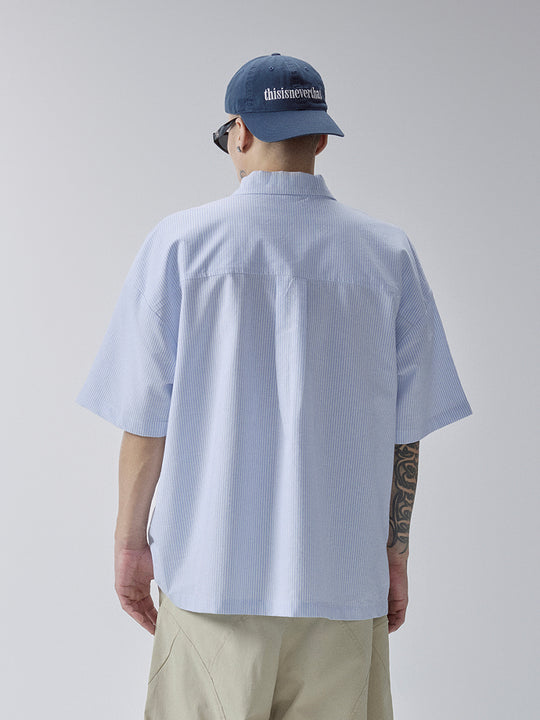 F2CE Printed Striped Short-Sleeve Pullover Shirt | Face 3 Face