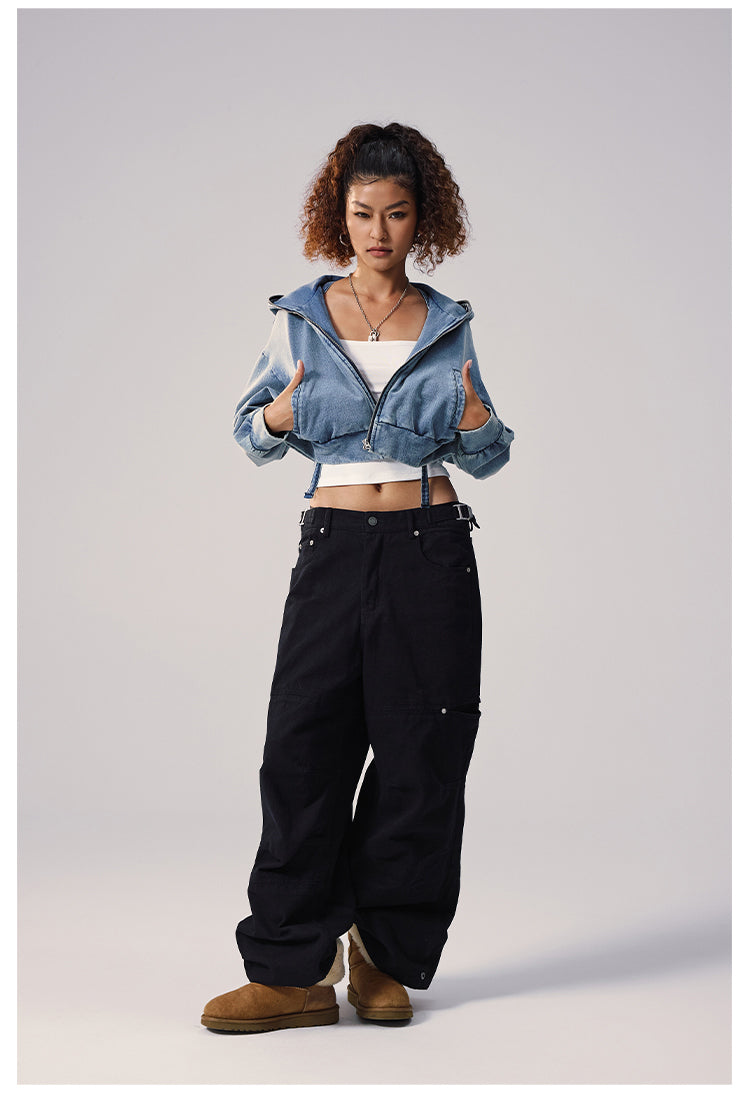 Remedy Backpack Design Washed Denim Short Jacket | Face 3 Face