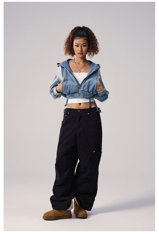 Remedy Backpack Design Washed Denim Short Jacket | Face 3 Face