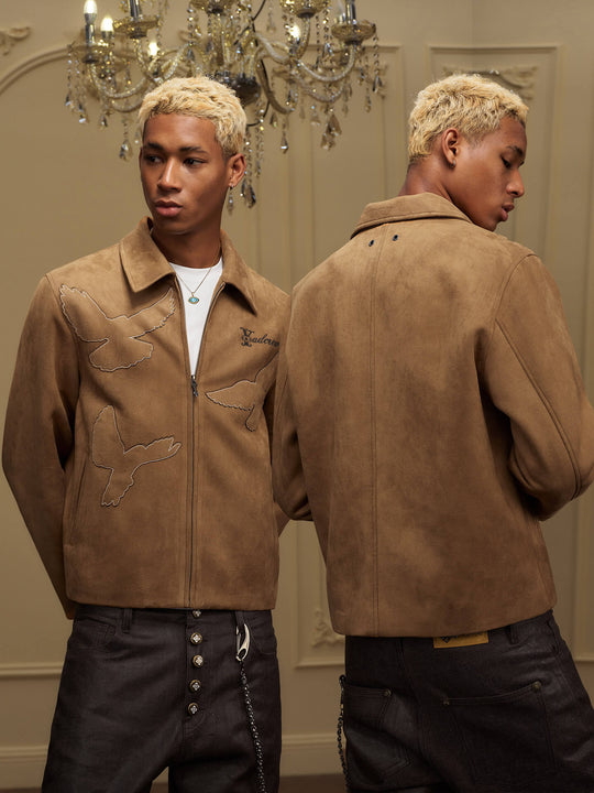 YADcrew Peace Dove Patch Suede Jacket | Face 3 Face