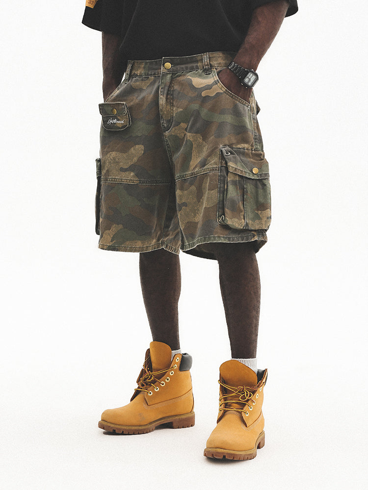 UNTILWERICH Camouflage Multi Pocket Work Cargo Shorts | Face 3 Face