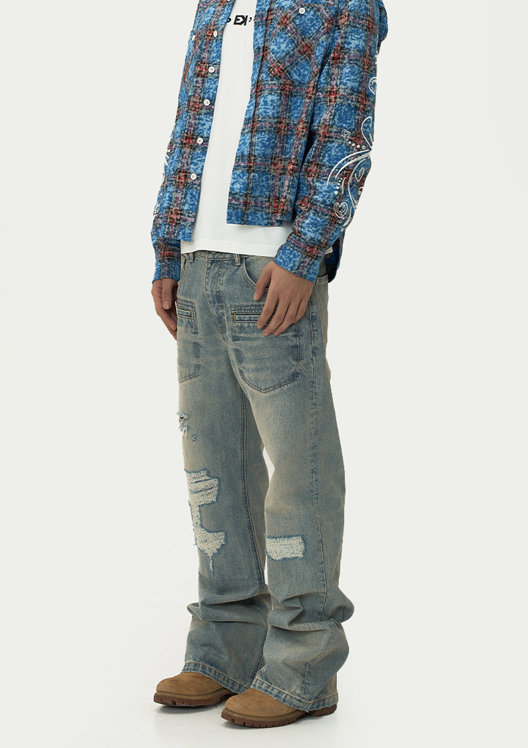 EVILKNIGHT(EK) Washed Distressed Utility Jeans | Face 3 Face