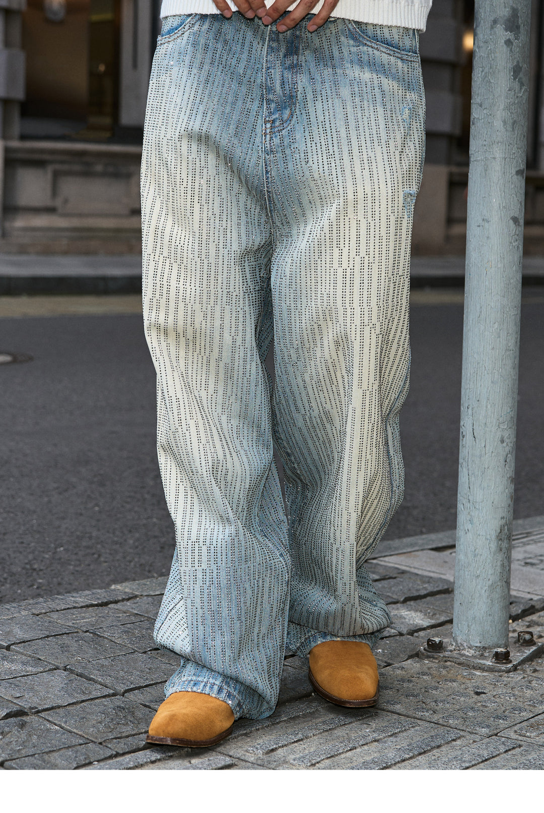 STEEPC Sparkling Rhinestone Washed Baggy Jeans | Face 3 Face