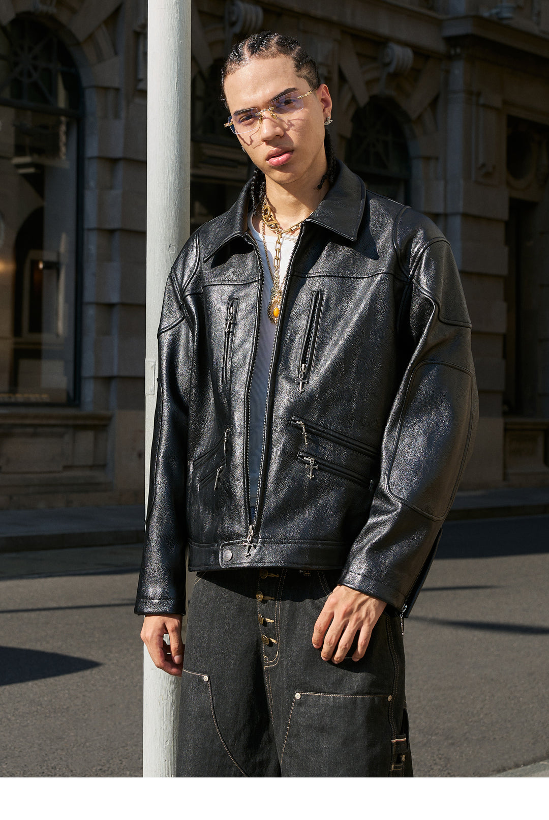 STEEPC Two Tone Leather Racing Jacket | Face 3 Face
