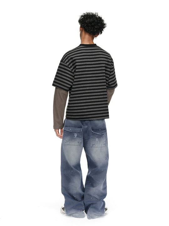 ANTIDOTE Destroyed Denim Blue Patchwork Work Pants | Face 3 Face