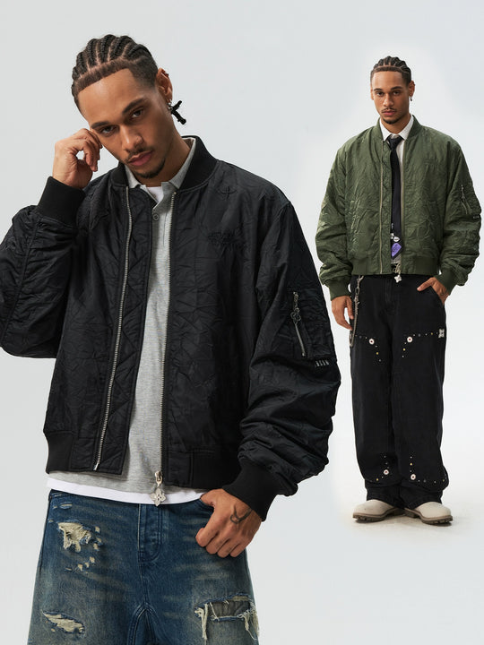 MEDM Crinkled Nylon MA-1 Bomber Jacket | Face 3 Face