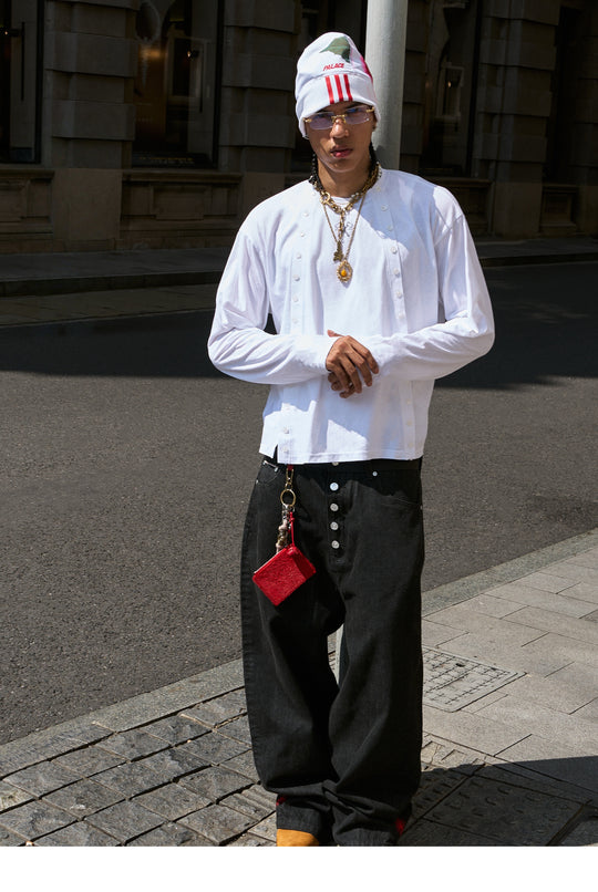 STEEPC Structured Print Double Breasted Long Sleeve Tee | Face 3 Face