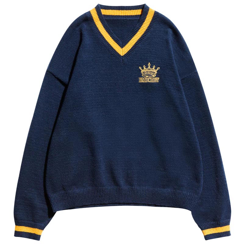 Remedy Embroidered V Neck Knit Sweater | Face 3 Face