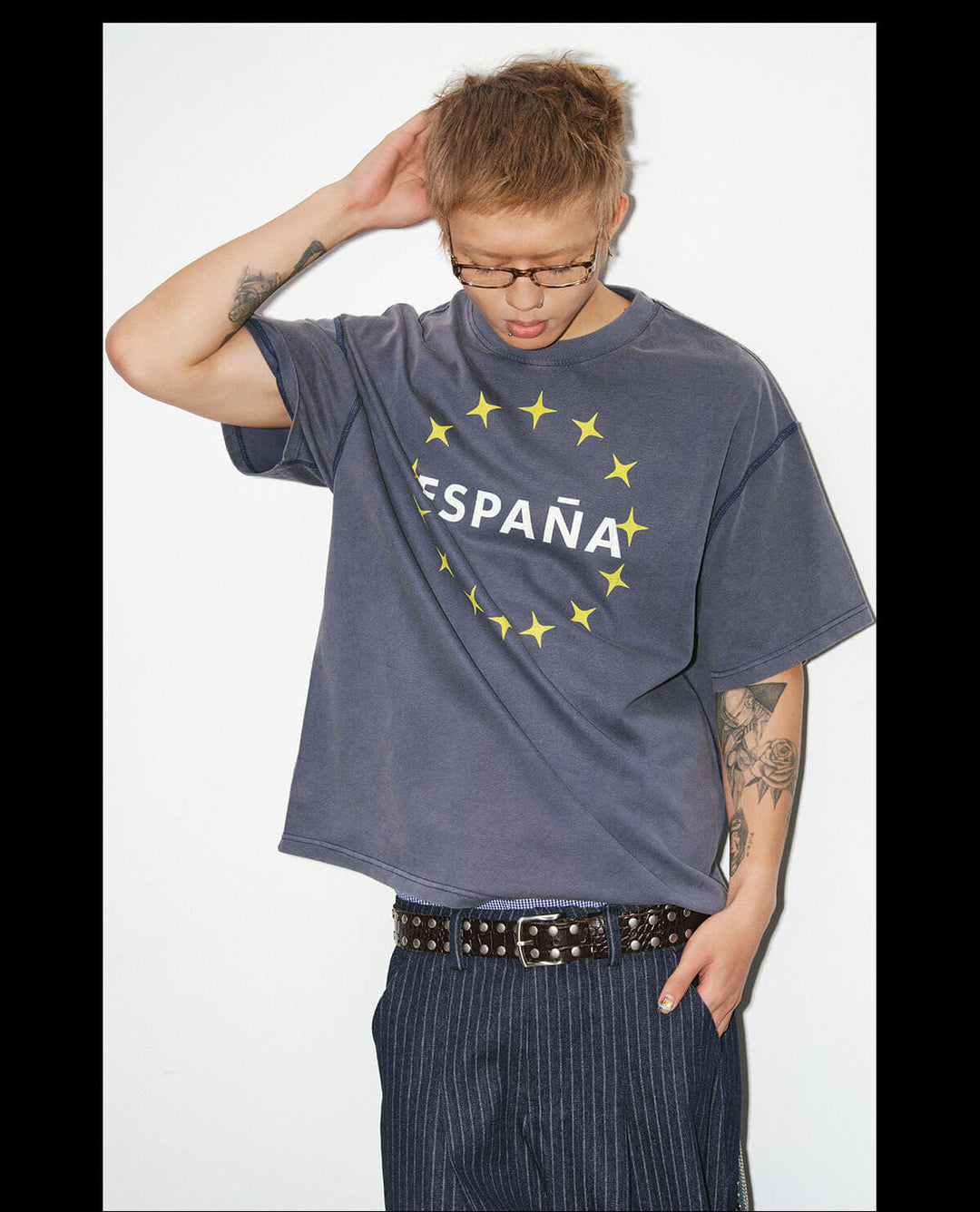 NOVACAM Vintage Washed Circle Star Print Short Sleeve Tee | Face 3 Face