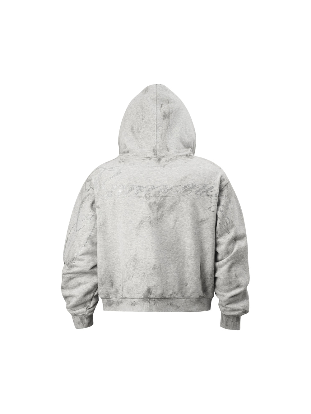 KARMANISTIC Rhinestone Logo Dirty Dye Zip Up Hoodie | Face 3 Face