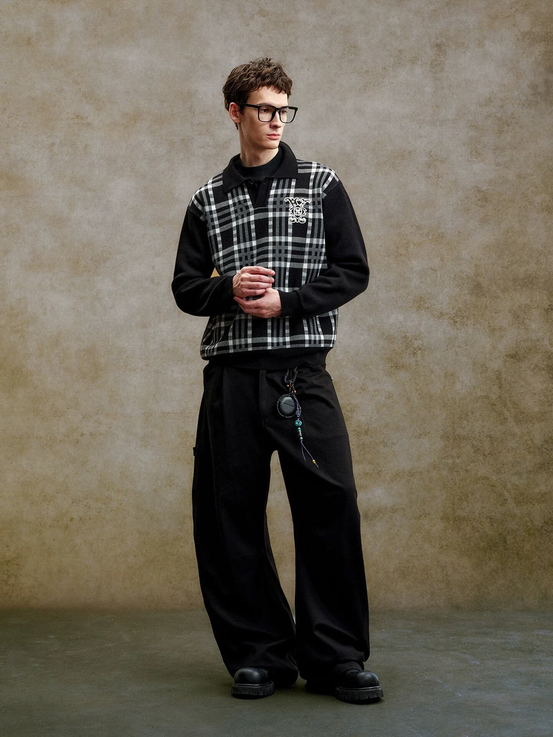 YADcrew Turquoise Studded Tucked Machete Black Pants | Face 3 Face