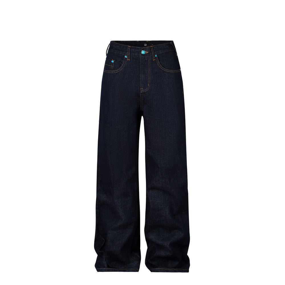 S45 Turquoise Studded Jeans | Face 3 Face