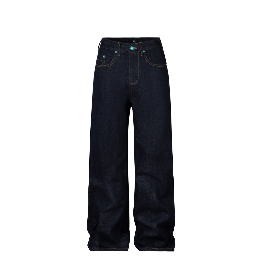 S45 Turquoise Studded Jeans | Face 3 Face