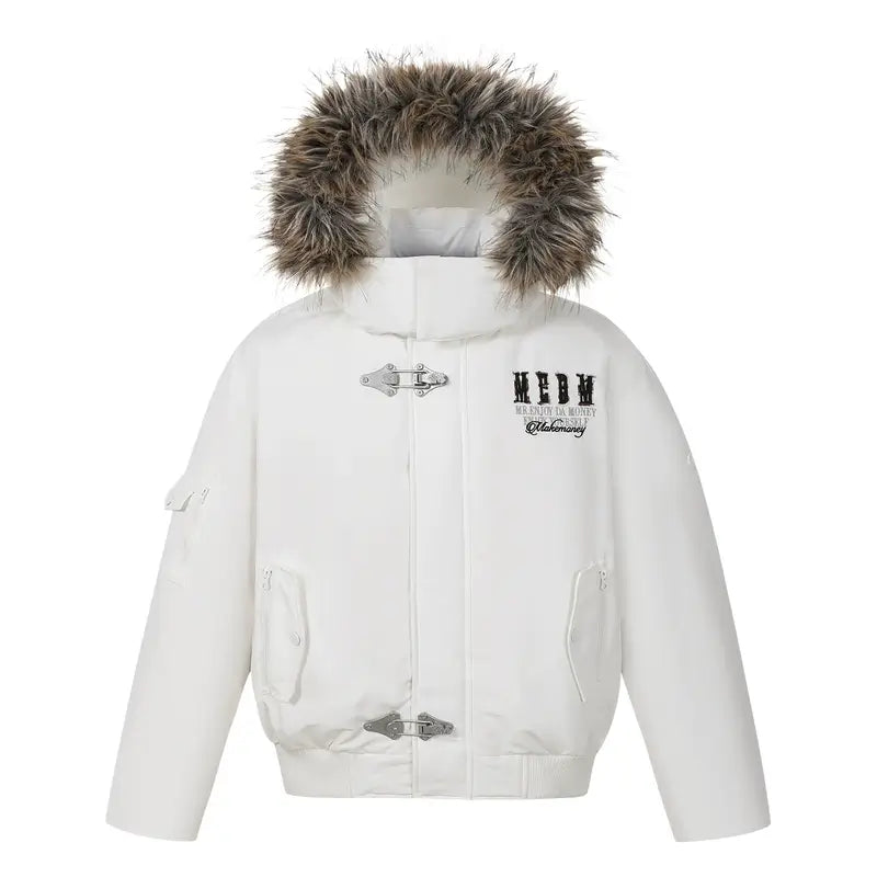 MEDM Detachable Fur Metal Snaps Down Jacket | Face 3 Face