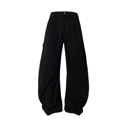YADcrew Turquoise Studded Tucked Machete Black Pants | Face 3 Face