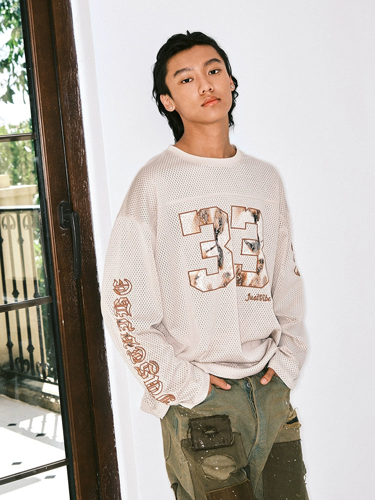 JUST VIBE Lace Patch Embroidered Mesh Hockey Jersey | Face 3 Face