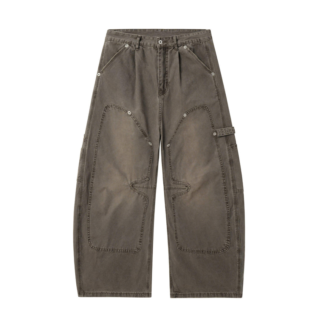 JHYQ Vintage Washed Baggy Double Knee Jeans | Face 3 Face