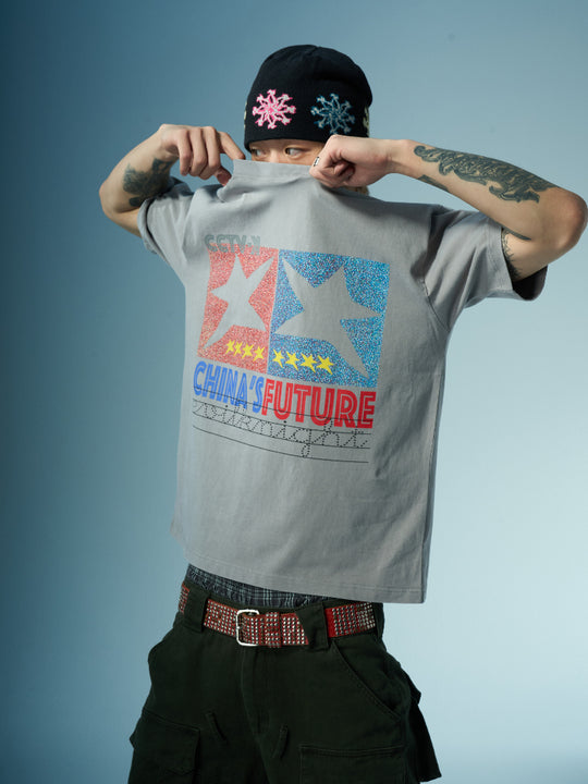 EVILKNIGHT(EK) Star Glitter Print Tee | Face 3 Face