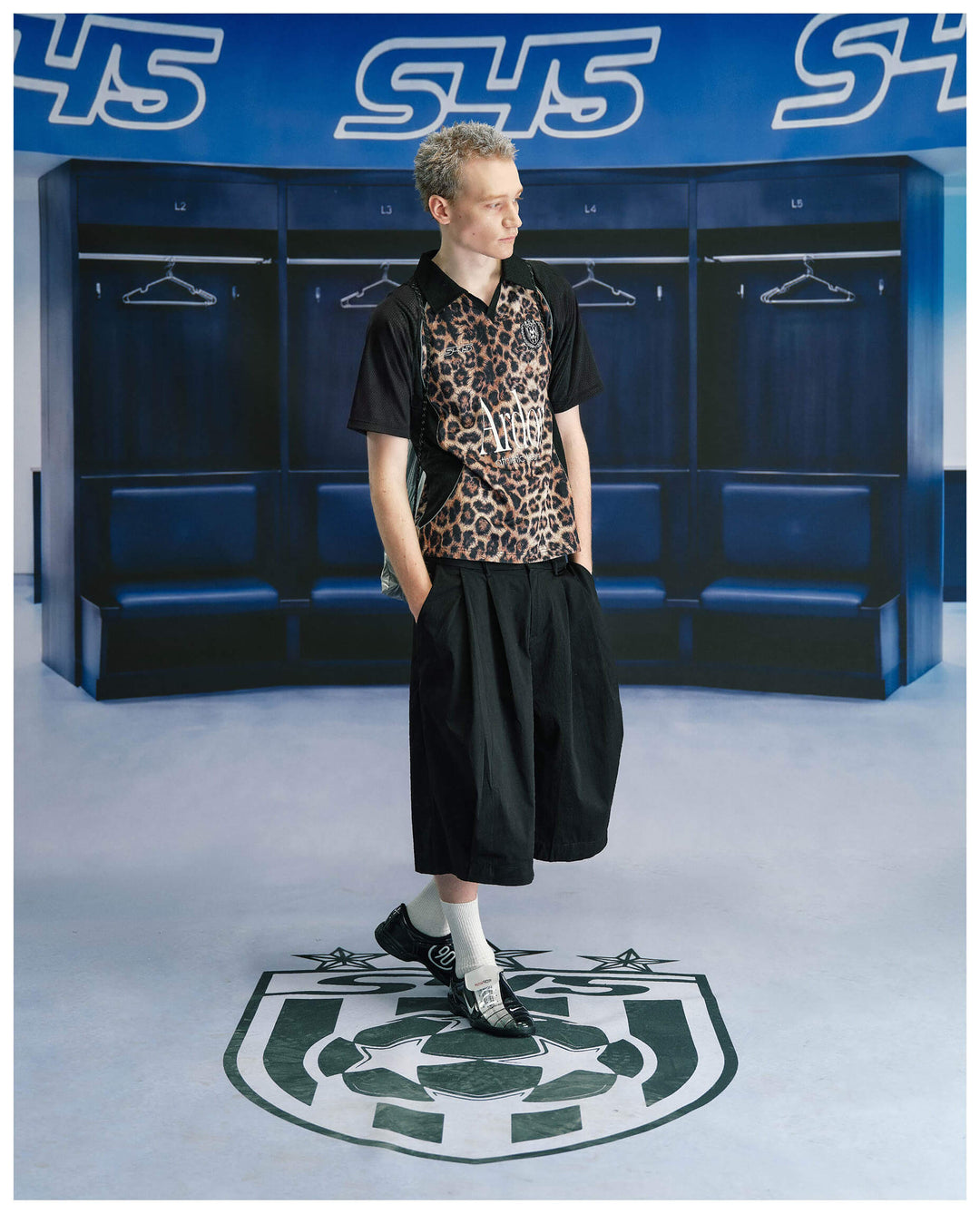 S45 Leopard Color Block Short Sleeve Polo Soccer Jersey | Face 3 Face