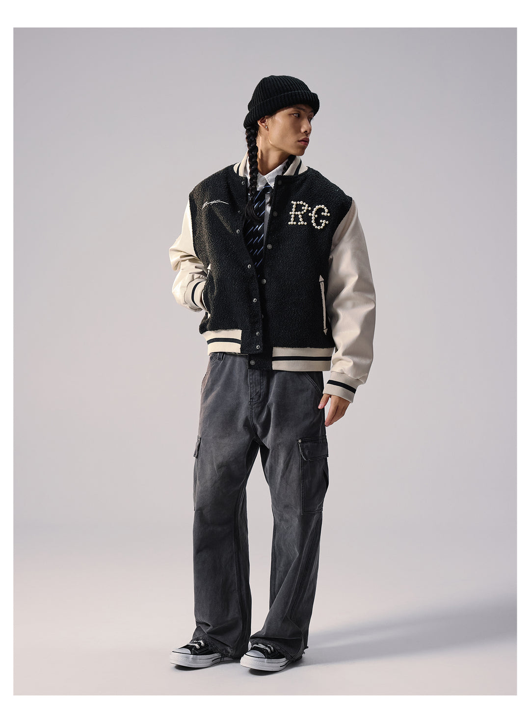 Remedy RMD Pearl Embroidered Leather Varsity Jacket | Face 3 Face