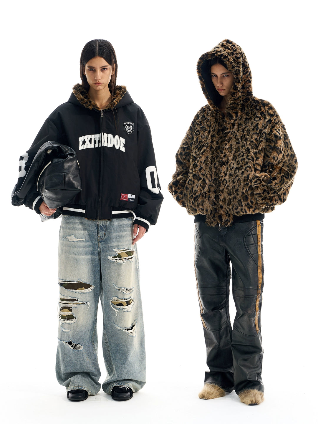 BLIND NO PLAN Reversible Leopard Fur Padded Bomber Jacket | Face 3 Face