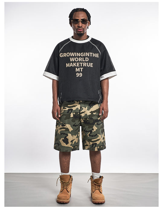 F3F Select Ripstop Double Knee Camouflage Studs Work Shorts | Face 3 Face