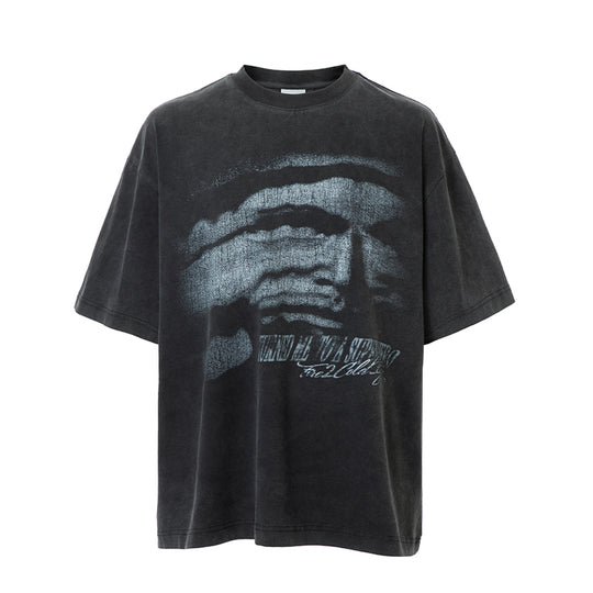 F2CE Washing Old Vintage Face Printed Tee