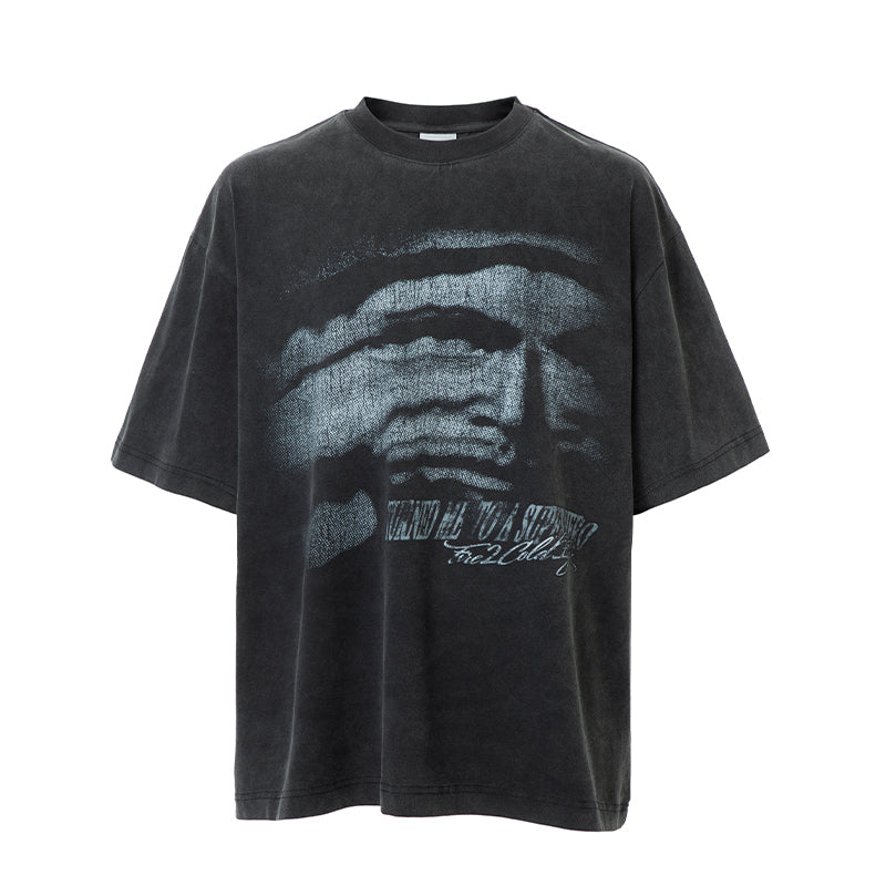 F2CE Washing Old Vintage Face Printed Tee