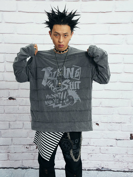 VENTUREK Washed Deconstructed Patchwork Long Sleeve Tee | Face 3 Face