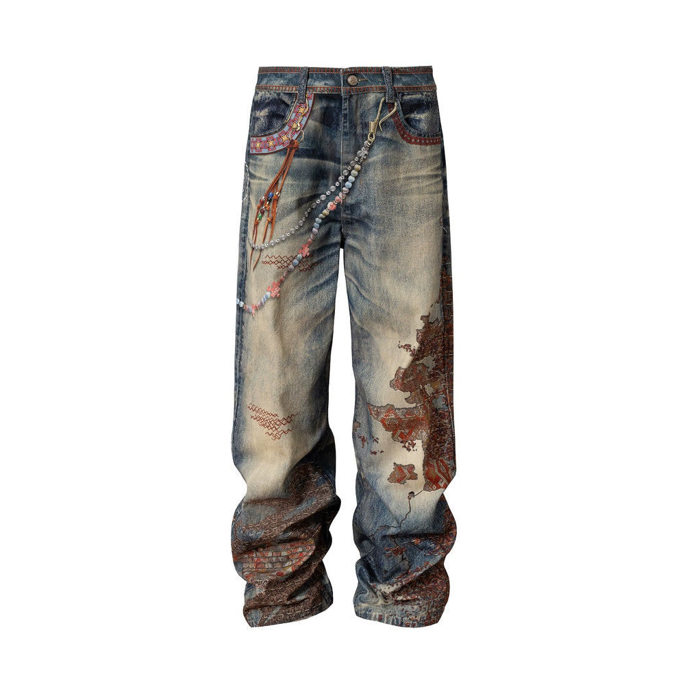 YADcrew Ethnic Photorealistic Print Jeans | Face 3 Face