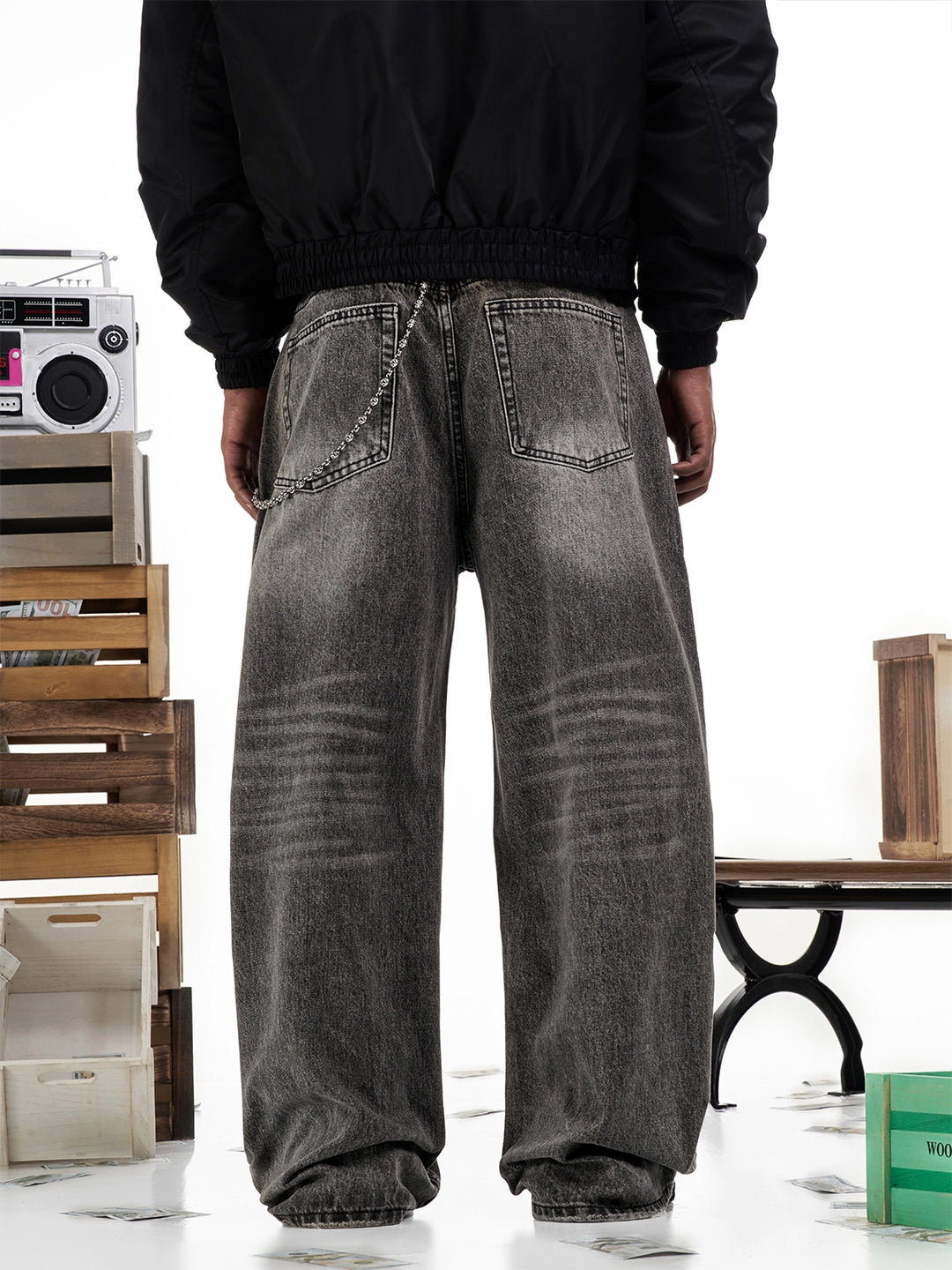 F3F Select Smoky Gray Washed Baggy Jeans | Face 3 Face