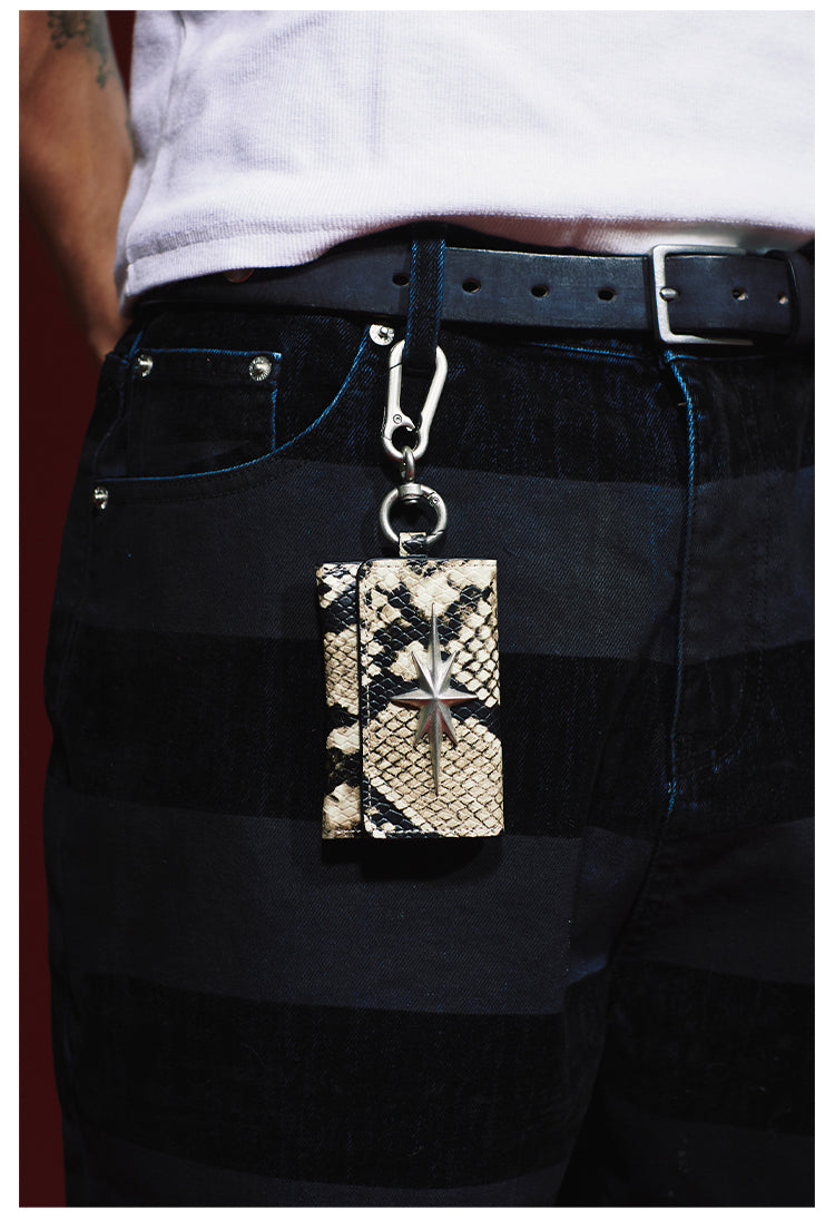 Remedy Metal Studded Keychain Coin Card Leather Wallet | Face 3 Face