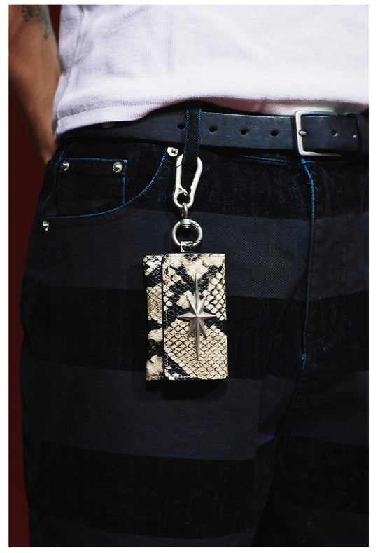 Remedy Metal Studded Keychain Coin Card Leather Wallet | Face 3 Face