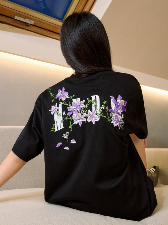 MEDM Vine Flower Embroidered Logo Tee | Face 3 Face