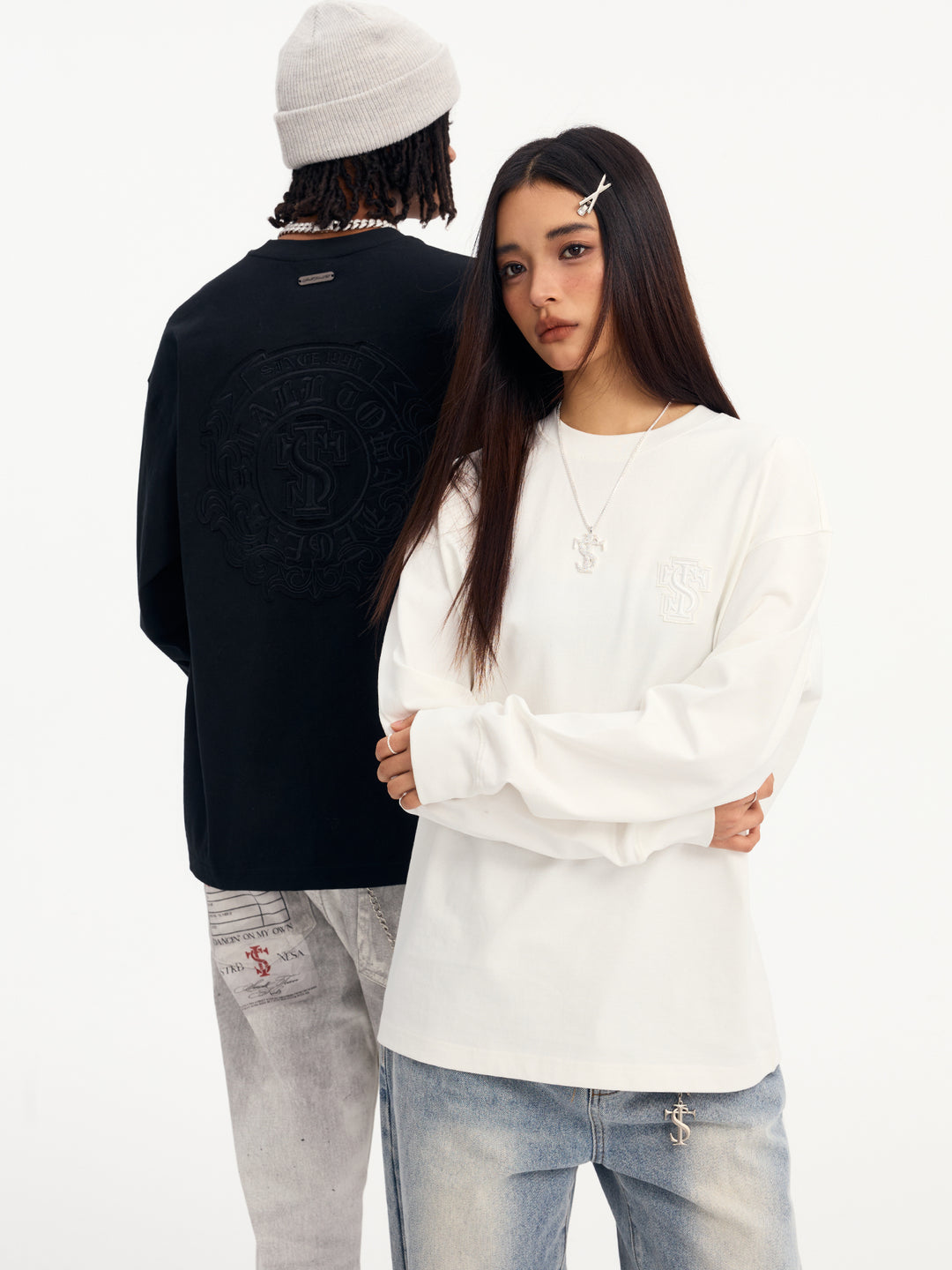 Small Town Kid Ring Patch Embroidery Long Sleeve Tee | Face 3 Face